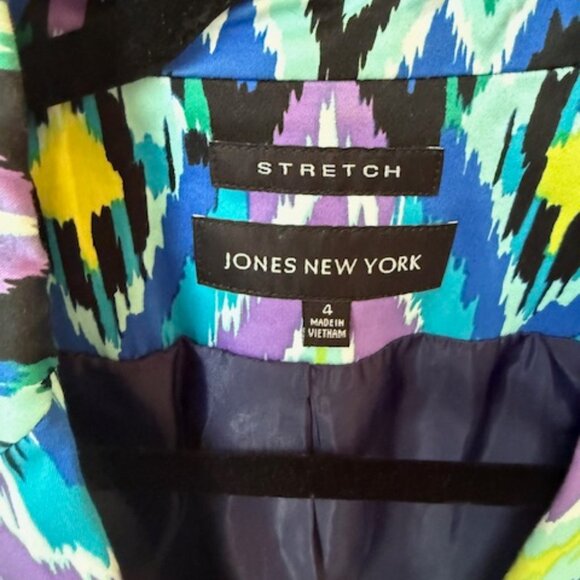 Pre-Loved Jones New York Turquoise Ikat Blazer - Women's 4 - Picture 2 of 4